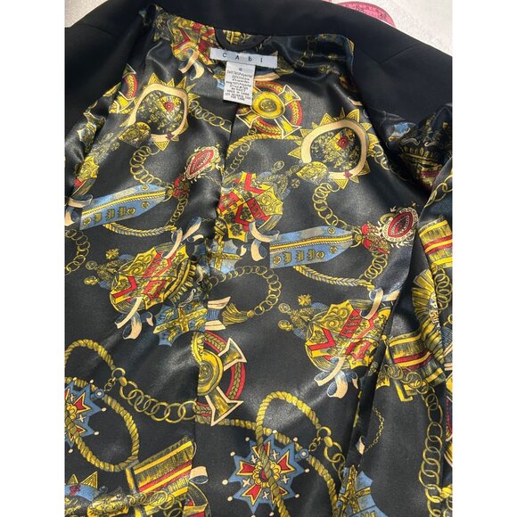 CAbi #725 One-Button Black Suit Coat Blazer with Printed Lining Size 10 - Picture 5 of 5